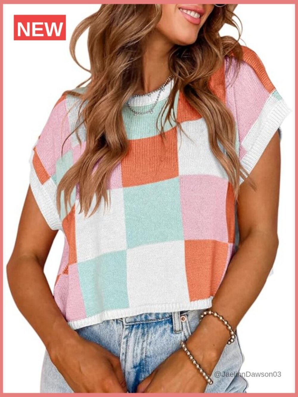 Cap Sleeve Color Block Knit Crop Top - Summer Trendy Sweater